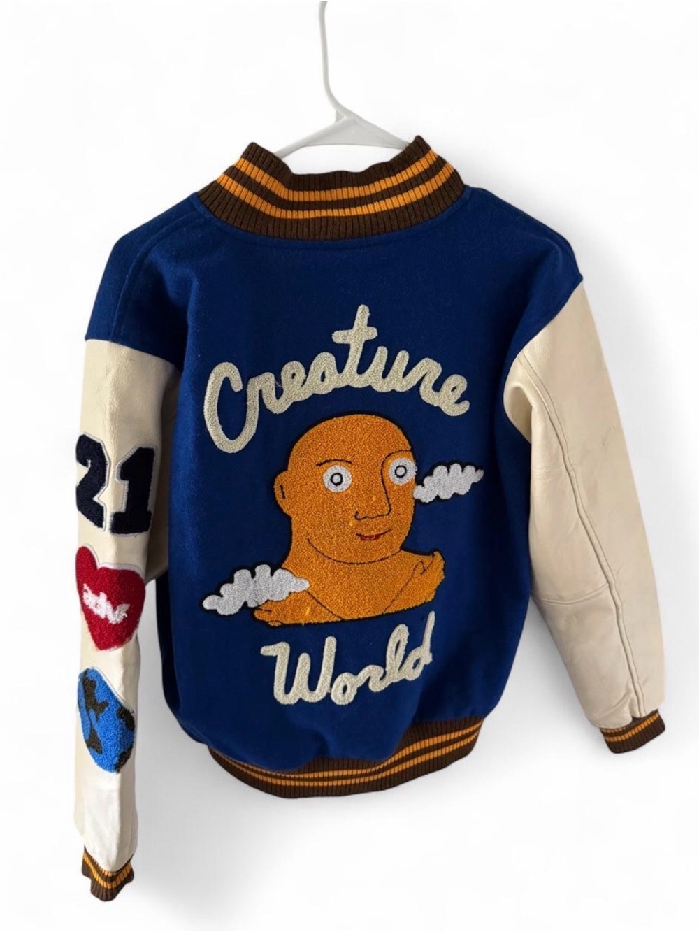 Creature World x Advisry Blue Graphic Letterman Jacket